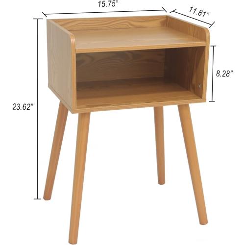 MaxSmeo Nightstand, Mid Century Modern Side Table Bedroom with Storage, Small End Bedside Table with Solid Wood Legs for Living Room, Office Small Spaces (Brown)