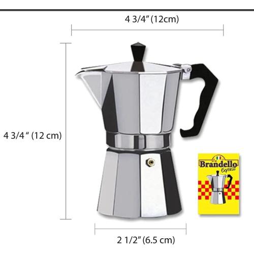 Aluminum Espresso Stovetop Coffee Maker Silver 1 Cup Moka Pot Cuban Coffee Maker (Brandello Express)