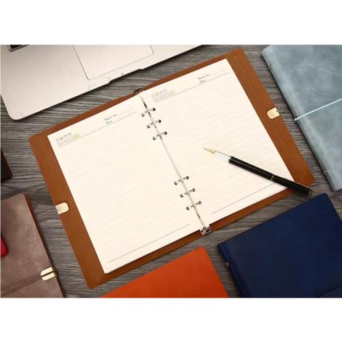 KAFENDA A5 6 Ring Vegan Leather Refill Notebook 80 Sheets (Red)