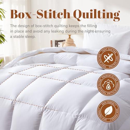 Cosybay Feather and Down Fiber Comforter Insert Cal King, 100% Cotton Cover