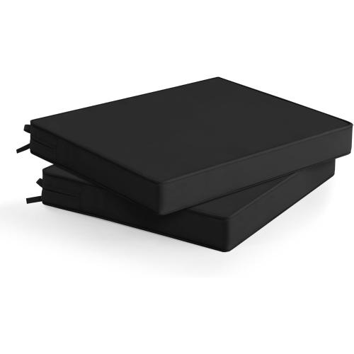 Outdoor Chair Cushions Set of 2: Waterproof & Fade Resistant Deep Seat Cushion for Patio Furniture - 24 x 24 x 3 Inch Chair Pads with Ties and Hidden Zipper - Patio Chair Cushion Replacement, Black