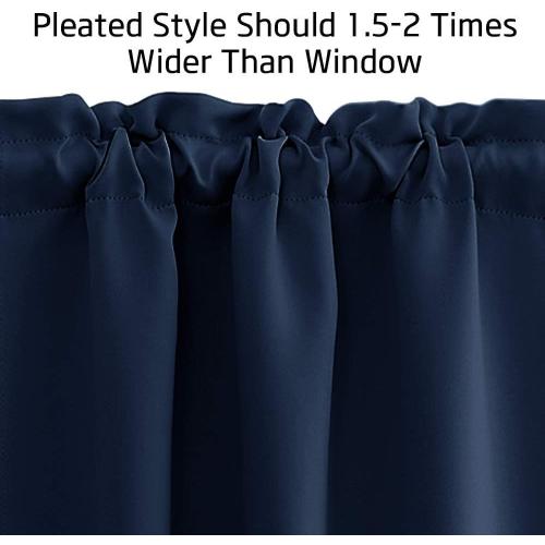 NICETOWN Cafe Short Curtains 24 Inch - Blackout Window Curtain Decorated Valance Tiers for Nursery/Half Window/Kitchen/Bathroom/Thanksgiving, Navy, 2 Pack, 29 Wide x 24 Length