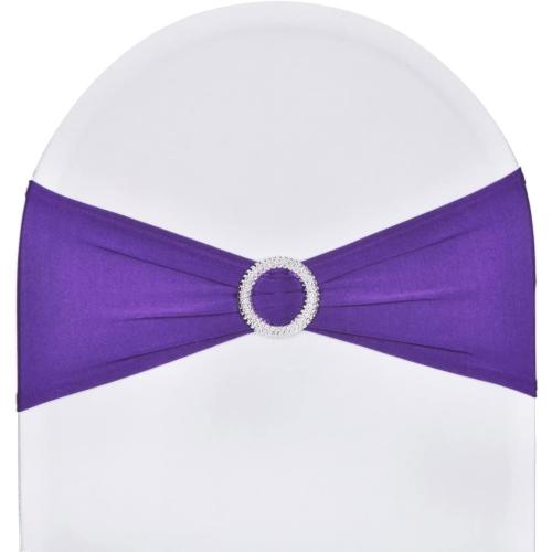 10pcs Stretch Spandex Chair Sashes for Wedding Party Banquet Decoration Elastic Bulk Chair Bands with Buckle Engagement Event Birthday Graduation Meeting (Purple)