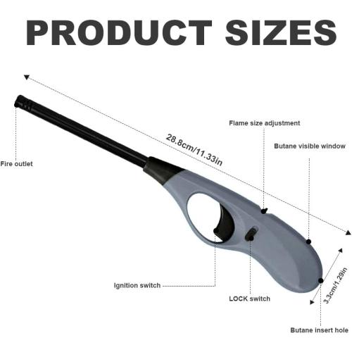 Butane Lighter, 4pcs Refillable Long Flame Lighter for BBQ Candle(No Butane Inside)