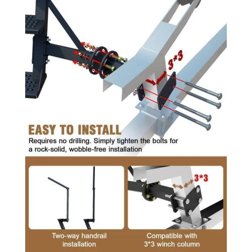 Boat Trailer Steps, Heavy Duty Trailer Winch Post Steps with Handle | Universal Fit for 3 x 3, 3.5 x 3.5, Non-Slip Surface, 450Lbs Capacity