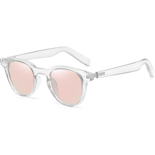 Clear Peach MEETSUN Vintage Round Polarized Sunglasses for Women Classic Small Retro Shades UV400 Protection