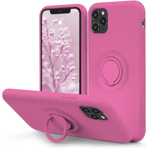 MOCCA for iPhone 11 Pro Case with Ring Kickstand | Anti-Scratch | Soft Microfiber Lining | Full-Body Shockproof Protective Silicone Case for iPhone 11 Pro 5.8inch - Pitaya