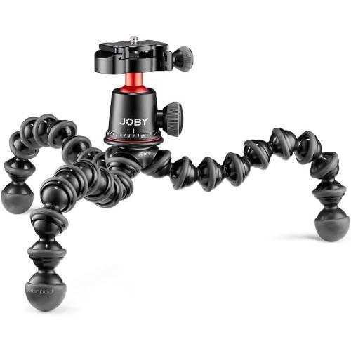 Joby GorillaPod 3K Pro Kit, Includes Stand & BallHead with QR Plate, 6.Lb Load Capacity, Black/Charcoal/Red