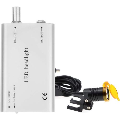 EustomA 2.5X Binocular Loupes Optical Glasses  3W LED Headlight Lamp with Filter   Aluminum Box Silver