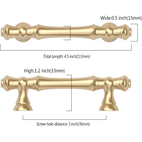 Asidrama 10 Pack 3 Inch(76mm) Gold Kitchen Cabinet Handles, Cabinet Pulls Kitchen Cabinet Hardware for Cupboard Drawer Pulls