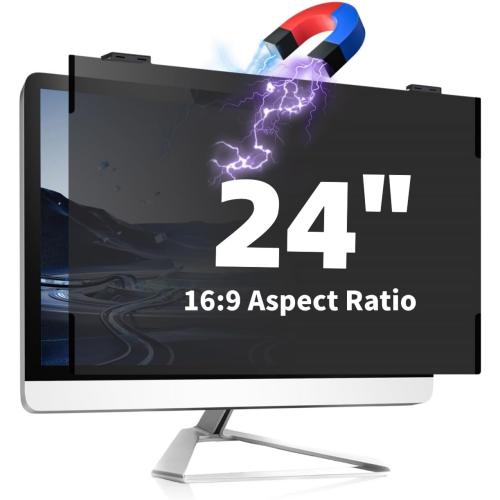 Magnetic Computer Privacy Screen 24 Inch, Removable Hanging Privacy Screen Shield for Frameless Monitor 16:9 Widescreen, Anti Blue Light Privacy Filter, Anti-Glare Protector