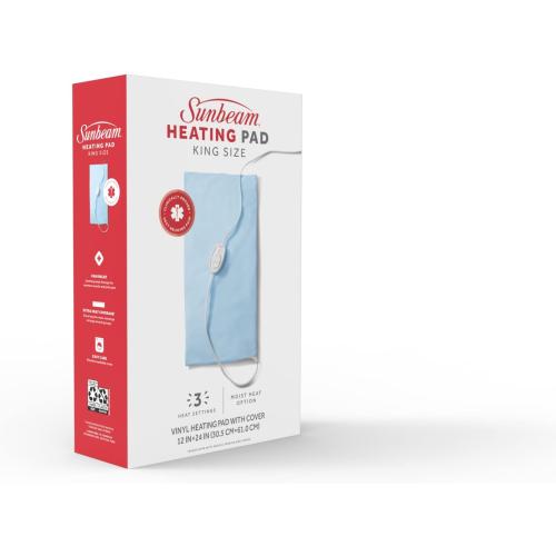 Sunbeam XL Heating Pad for Back Neck and Shoulder Pain Relief with Sponge for Moist Heating Option Extra Large 12 x 24 Blue