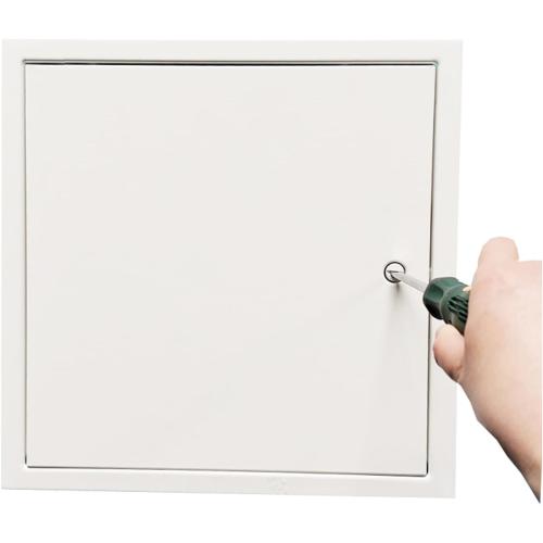 Fengze Steel Access Panel 12 x 12 Inch with 4 Long Fixing Strips White Screwdriver Latch Metal Inspection Door for Wall and Ceiling (300 x 300 mm)