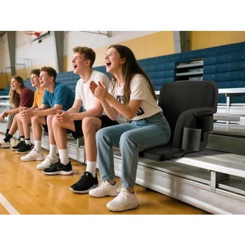 HOPERAN 23 2pcs Dual-Sided Heated Stadium Seats for Bleachers with Back Support, 3 Levels Heating Stadium Seating for Bleachers Seat with Backrest, 5 Pockets Portable Stadium Chair for Outdoor