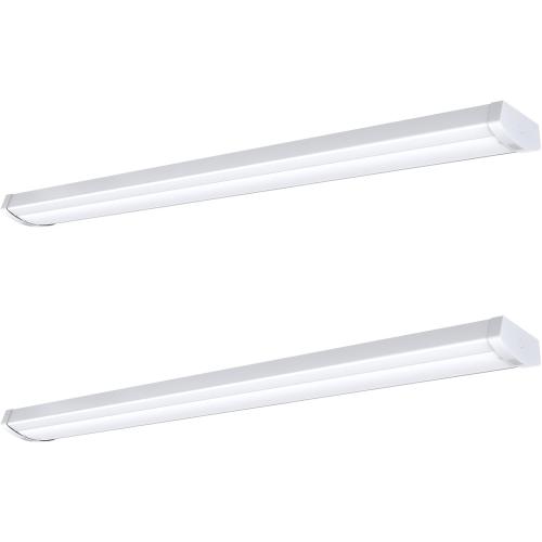 4ft LED Wraparound Light, 60W/50W/40W Selectable LED Light, 6600LM 5000K Daylight, Linkable Hardwired Linear Ceiling Fixture for Garage Workshop Office, ETL Listed,2 Pack
