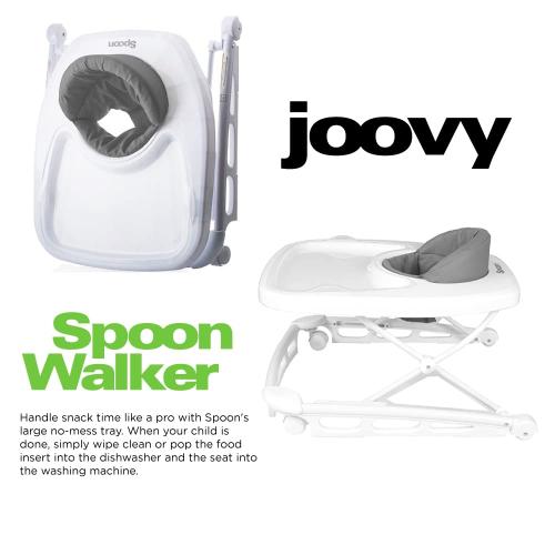 Joovy Spoon Baby Walker & Activity Center Featuring Three Adjustable Heights, Extra-Large Tray, and 30 lb Weight Capacity - JPMA Safety Certified,