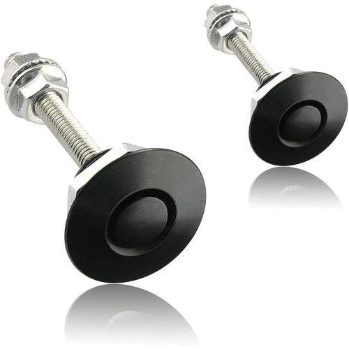 Universal Aluminum Vehicle Hood Pins - License Plate Lock Clip, Push Button Bonnet, Quick Release Lock Latch Bumper, Diameter 1.25 inch (Black, Pack of 8)