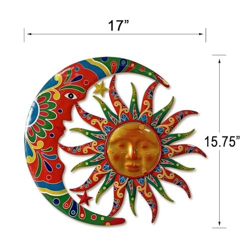 Limygus Colorful Metal Sun Moon Stars Wall Art, Indoor Outdoor Decor for Patio Garden Bedroom