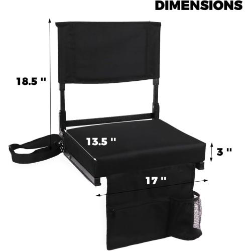 Stadium Seat with Back Support Bleacher Chair with Back and Cushion High Back Includes Shoulder Strap and Cup Holder