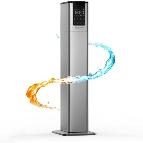 YOKEKON Cool and Warm Mist Humidifier Large Room, 3.4Gal Whole House Humidifiers for Home Bedroom1000 sq ft, Top Fill, 3 Mist Modes, 12H Timer, Aroma Box, Baby Yoga Plants, Silver