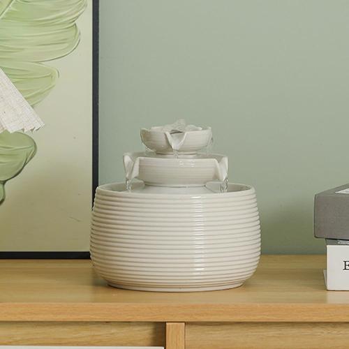 Outdoor and Indoor Water Feature Fountain Waterfall Tabletop Desktop mini Ceramic Garden Fountain (White A170)