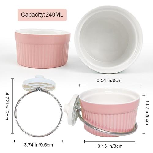Bird Cage Feeder Parrot Food Cage Bowl Clamp Holder Coop Cup, Ceramic Bird Cage Water Bowl, Pet Feeder Cage for Parakeet African Greys Conure Cockatiels Lovebird Budgie Chinchilla-Pink