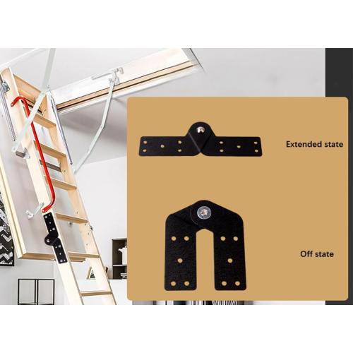 2 Pcs Attic Ladder Hinge Pull Down Stair Parts Suitable for Restoring Old Loft, DIY Ladder (Black)