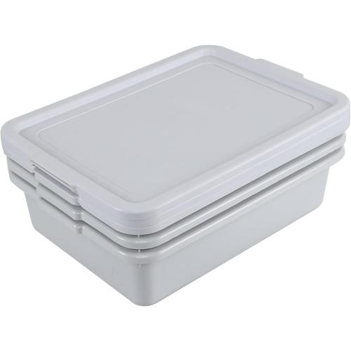 Zopnny 3 Pack Bus Tubs Commercial, 13 L Tubs with Lids, Grey