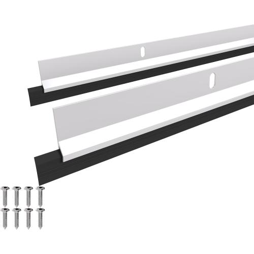 AMZNOVA Door Sweep, Door Threshold Sweeper for Interior & Exterior Bottom, Sweep Stripping Aluminum and Vinyl, Dust Bug Storm Weatherproof Aluminum Vinyl, 37in, White, 2Pack