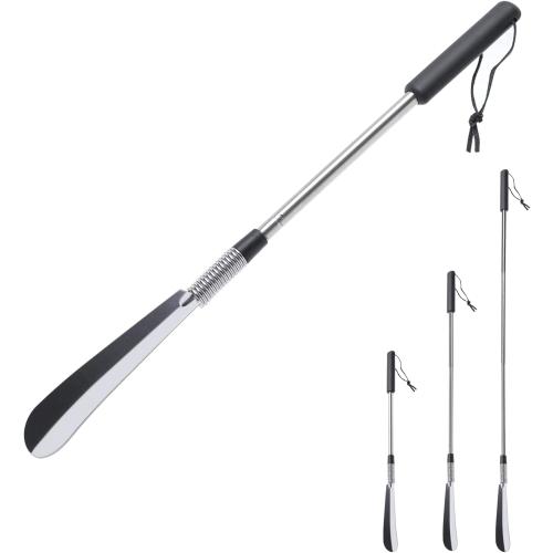 Fanwer Extendable Shoe Horn Long Handle for Seniors, Twist to Lock, 16 to 31Adjustable, Stainless Steel Telescopic Shoehorn for Men Women, Metal Travel Shoe Horn, Shoe Helper Tool