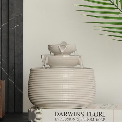 Outdoor and Indoor Water Feature Fountain Waterfall Tabletop Desktop mini Ceramic Garden Fountain (White A170)