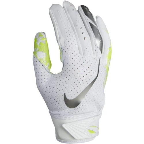 Size YM Boy's Nike Vapor Jet 5.0 Football Glove White/Chrome