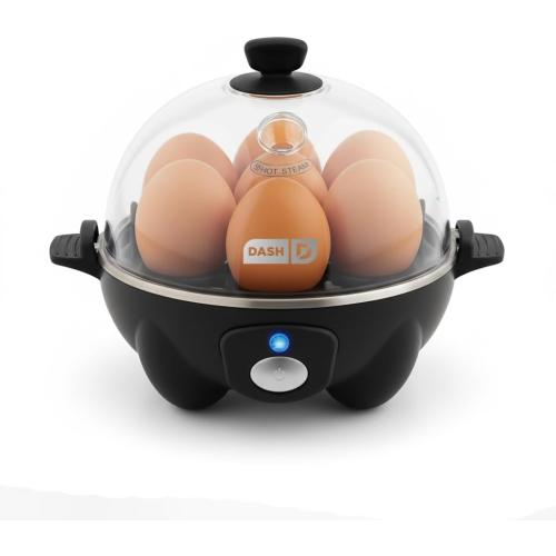 Dash Rapid Egg Cooker - Boiler, Poacher & Steamer - Includes Measuring & Recipe Guide - Dishwasher Safe - BPA Free - Holds 7 Eggs, Black