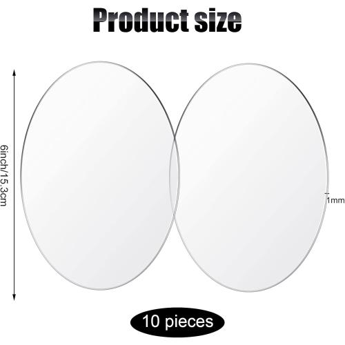 Yalikop 10 Pcs 6 Inch Acrylic Blanks Ornament Round Clear Acrylic Christmas Disc Circle Clear Christmas Ornaments Blank Plastic DIY Disc Circle Crafts for Xmas Decor Crafting Making and Painting