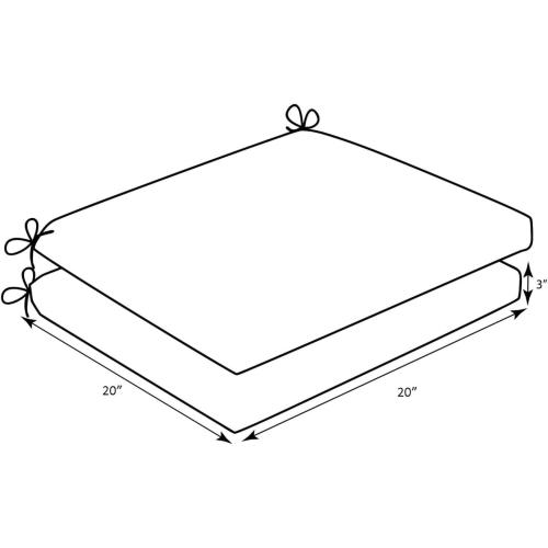 Pillow Perfect Rave Solid Indoor/Outdoor Patio Seat Cushions Plush Fiber Fill, Weather and Fade Resistant, Square Corner - 20 x 20, Green, 2 Count