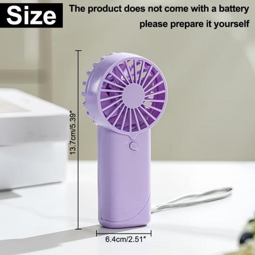 Portable Handheld Fan, Small Handheld Personal Fan with Lanyard, Lightweight Battery Operated Fans (Batteries Not Included), Quiet Compact Cooling Fans for Travel Camping Outdoor, Purple