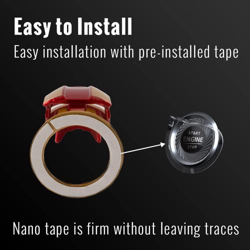 Push Start Button Cover with Pre-Pasted Tape,Zinc Alloy Metal,Great Iron Man Gifts for Men (Golden red)