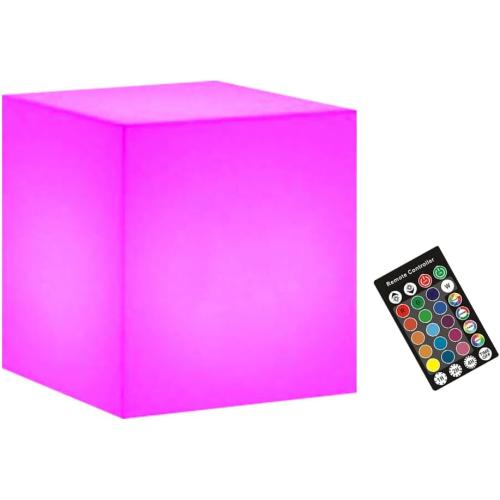 4-Inch LED Cube Light with Remote, 16 Colors and 4 Light Modes, IP68 Waterproof, Dimmable & Timer, USB Rechargeable for Home,Pool, Party, Holiday, Christmas Decor