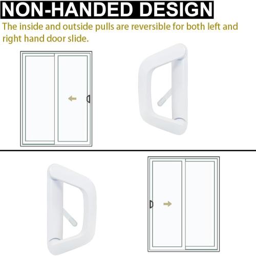 Sliding Patio Door Handle with Mortise Lock and keys, Key Cylinder and Keeper, 4-15/16 Hole Spacing, Reversible Design(Non-Handed), 4 15/16 Glass Door Replacement Handle Lock, Need to Drill (White)