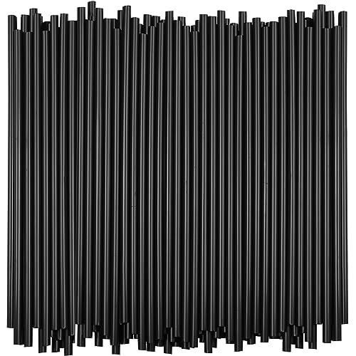 Disposable Plastic Drinking Straws, Straight 7.75-Inch, Black, 500 Count