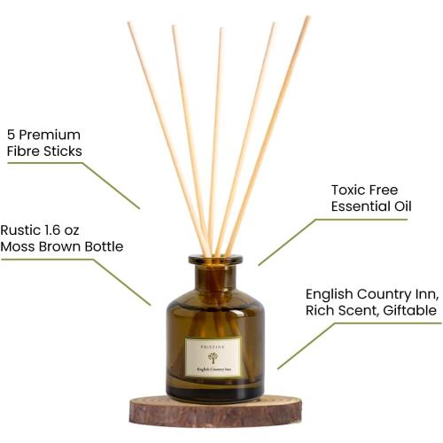 PRISTINE English Country Inn/Inspired by Ritz Carlton Reed Diffuser for Home | Fresh Blend of Strawberry, Vanilla, Musk Reed Diffuser Set, Oil & Reed Diffuser Sticks | Home & Office Decor | Fragrance