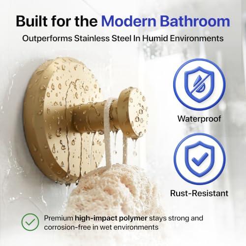 HOME SO Suction Cup Hooks for Shower & Bathroom Towel Holder 4-Pack Gold