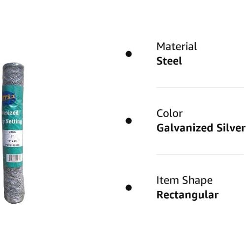 20GA Galvanized Hexagonal Poultry Netting Chicken Wire 18 in x 25 ft x 2 in Mesh