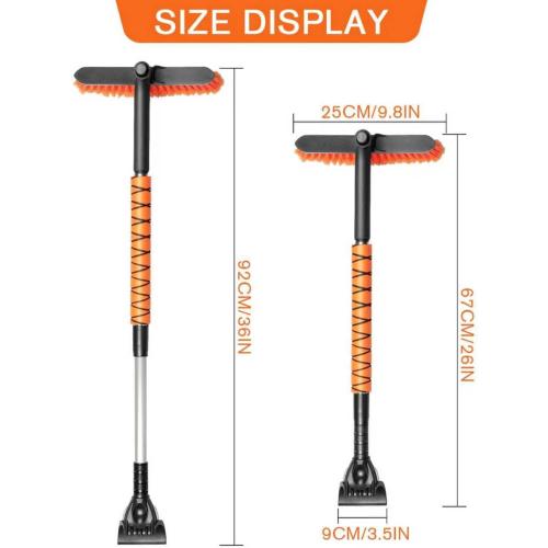 Telescopic Snow Brush Ice Scraper Combo, 2-in-1 Adjustable Length 26-36in & 360° Pivoting Head for Car Truck SUV, Christmas Auto Gifts