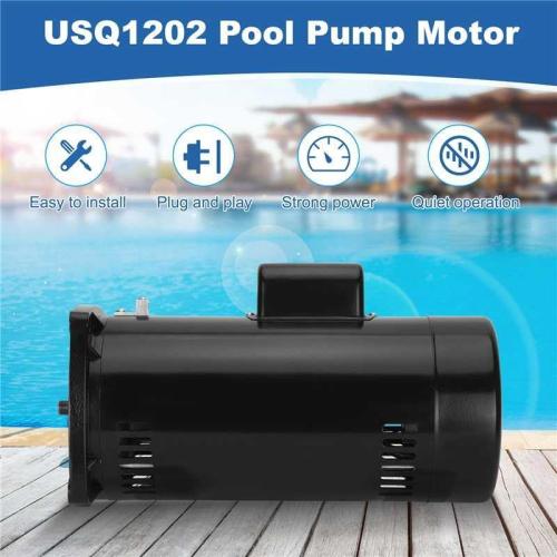 BLACK USQ1202 Pool Pump Motor, 2HP Square Flange Motor, 3450 RPM, 48Y Frame, Fit for A.O. Smith/Century Pool and Spa Pump Motor