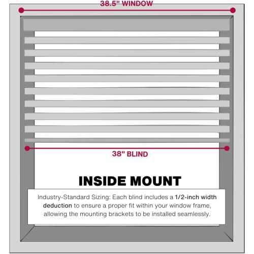 Lotus & Windoware Cordless, 2 Inch Faux Wood Blind, 38.5 Wide x 60 Long, Window Blinds, Blinds & Shades, Blinds for Indoor Windows, Smooth, Bright White - 38.5 x 60,Bright White