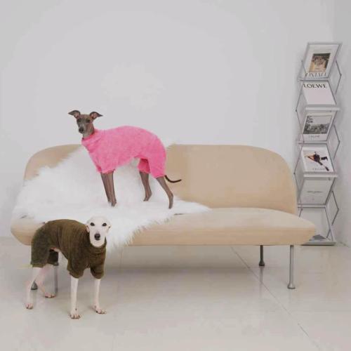Dachshund Dog Fleece Jumpsuit Turtleneck Sweater, Suitable for Dachshunds, Winter Soft Cozy Dog Pajamas Clothes (Neon Pink, medium)