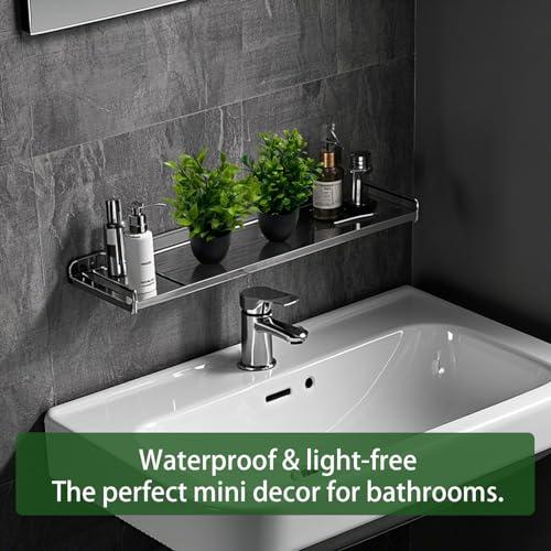 4 Pack Artificial Plants in Black Pot - Fake Mini Potted Plants with Eucalyptus & Fern - Faux Plants for Home, Bathroom, Office, Indoor Decor