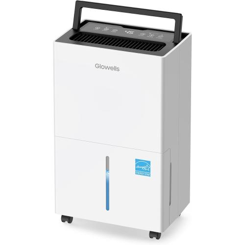 4500 Sq.ft Energy Star Dehumidifier for Home Basement, Glowells 52 Pints Large Room Dehumidifier with Drain Hose & Water Tank 0.58 Gal, Dehumidifiers with Smart Humidity Control, Auto Defrost