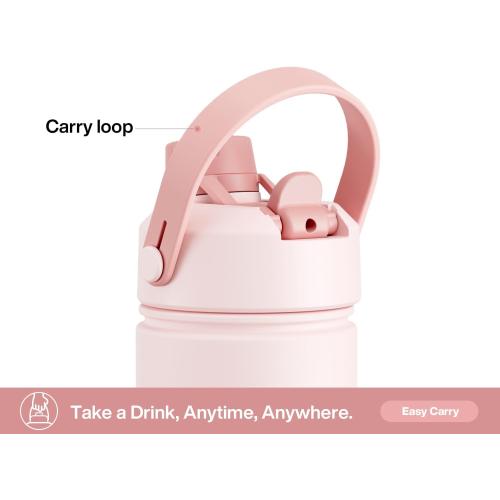 POWCAN 26 oz Insulated Water Bottle with 2-in-1 Straw and Spout Lid, Keep Cold 24H, Leak-Proof, Fits in Car Cup Holder, Stainless Steel Water Bottle for Sports, Travel, and School (Cotton Candy)